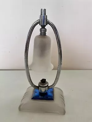 Art Deco Vintage Markel Streamline Chrome Cobalt Frosted Desk Lamp Not Working • $84.91