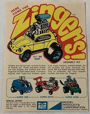 1971 MPC ZINGERS Cartoon Ad ~ VW Body Super Van Super Vette Super Dune • $8.09