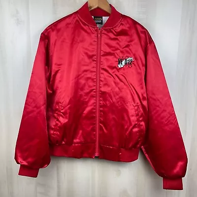 Vintage Nemesis Sportswear Men’s Red Satin Bomber Jacket Volvo D12 Vector Large • $35