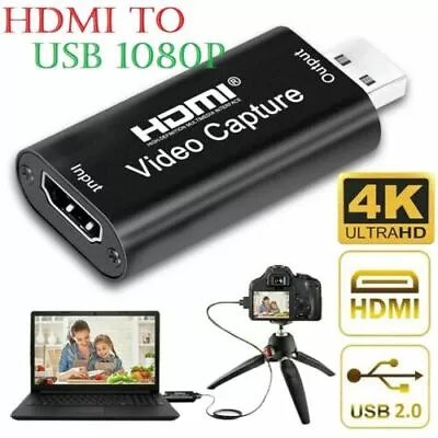 Video Capture Card HDMI To USB HD 1080P Recorder For Game/Live Streaming Tiktok • £6.48