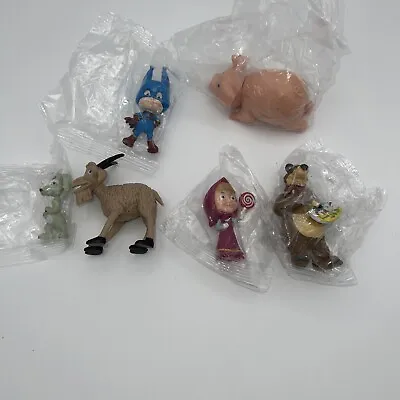 Masha And The Bear Set Of 6 Pieces Cake Topper Action Figures Toy Dolls Gift • $14