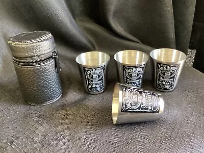 Jack Daniel’s Set Of 4 Stacking Stainless Steel Shot Glasses Travel Set • $28