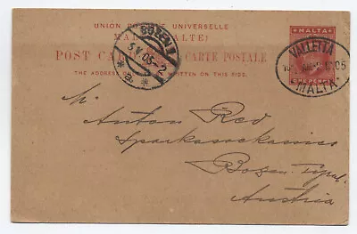 1905 Malta Postal Card To Austria [6521.191] • $9.99