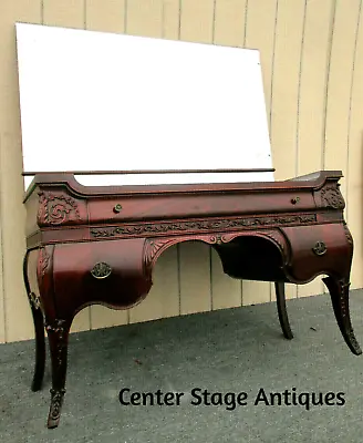 62372   Antique Mahogany Vanity Desk With Fancy ETCHED  Mirror • $625