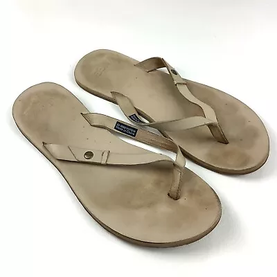 UGG Australia Thong Flip Flop Sandals Ally Women's 10 Leather Light Beige Cream • $17.95