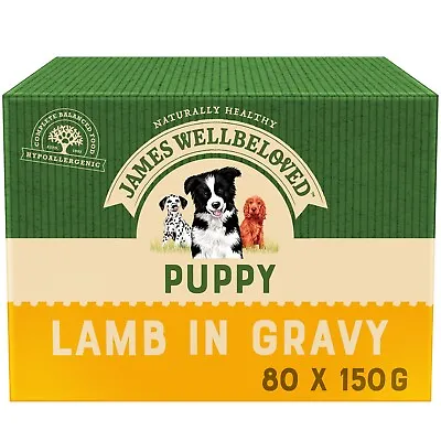 80 X 150g James Wellbeloved Puppy Wet Dog Food Pouches Lamb & Rice In Gravy • £65.16