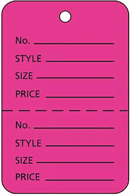 1000 Perforated Tags Price Sale 1 ¾  X 2 ⅞” Two Part Hot Pink Coupon Unstrung • $24.99