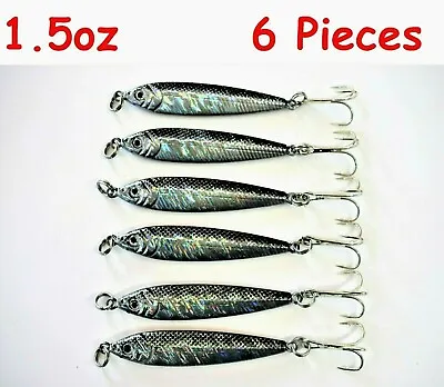  1.5oz Mega Live Bait Metal Jigs Black Sardine 6 Pieces Saltwater Fishing Lures  • $14.99