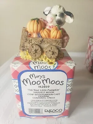 VTG  I'm Your Little Pumpkin  Mary's Moo Moos Cow Figurine Enesco SIGNED • $11.99