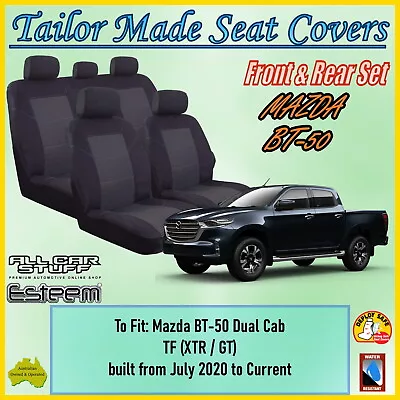 Tailor Made Black Seat Covers For Mazda BT50 (BT-50) Dual Cab: 07/2020 - Current • $168.98
