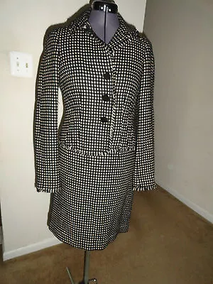 Moschino Cheapandchic Italy Womens Wool Polkadadot Black/beighe Skirt Suit  8 • $79.95