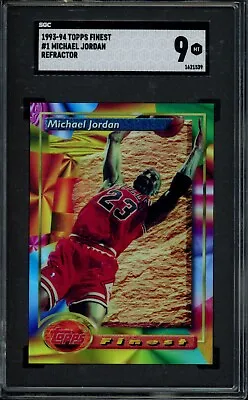 1993 Topps Finest #1 Michael Jordan Refractor SGC 9 Chicago Bulls HOF Card • $1949.88