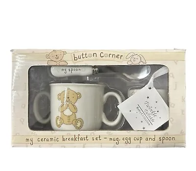 Button Corner Baby My Ceramic Breakfast Set - Mugegg Cup And Spoon • £13.99