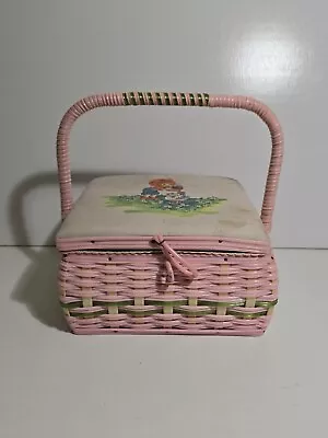 Pink Padded Pin Cushion Sewing Basket Sarah Kay Style Craft Storage Caddy Craft • £12.50