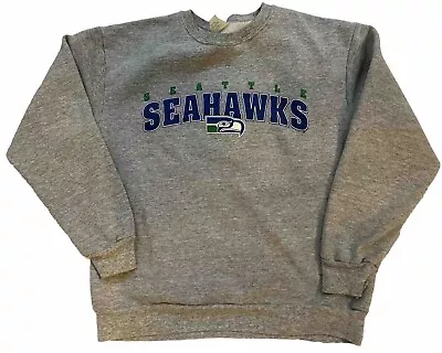 Vintage Seattle Seahawks Grey Crewneck Sweatshirt Large USA Majestic Brand • $28.50
