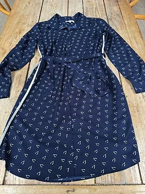 Fabulous ROSIE POPE X GAP Maternity Navy Blue Wishbone Print Shirt DRESS L • £8.99