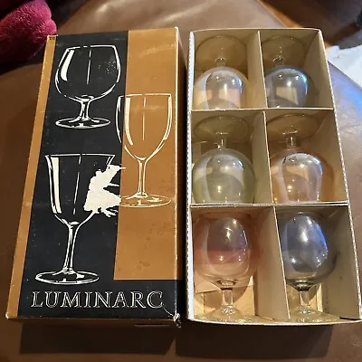 Vintage Set 6 Luminarc Verrerie D'Arques Small Brandy/sherry Orig Box 6 Colors • $17