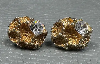 Vintage Faux Diamond Nugget Yellow Gold Plated Cuff Links • $19.95