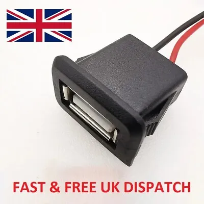 USB Panel Mount Female Power Jack Charging Port Connector Cable Charger Socket • £7.95