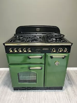 🔥LPG GAS LEISURE BY RANGEMASTER 90cmRANGE COOKER IN RACING GREEN AND BRASS 🔥 • £1480