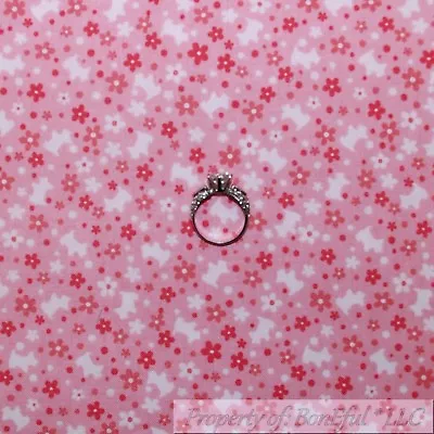 BonEful Fabric FQ Cotton Quilt VTG Pink Scottie Dog Daisy Flower Tiny Polka Dot • $4.72
