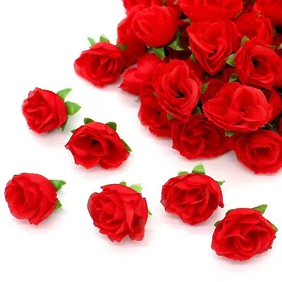 50pcs Artificial Roses Fake Roses Flowers Bulk For Decoration Red Mini Small ... • $17.75