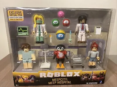 ROBLOX MeepCity: MEEP HOSPITAL 15 Piece Playset W/Exclusive Virtual Item 19852 • $19.99