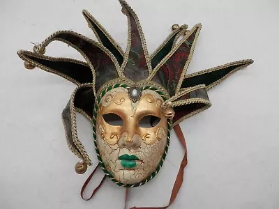 VENETIAN JESTER MASK In Gold/green/cream Colour -  Fancy Dress/period Costume • £4.99