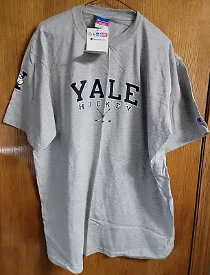 Yale Bulldogs XL Gray Blue Ice Hockey Cotton T'Shirt • $25.78