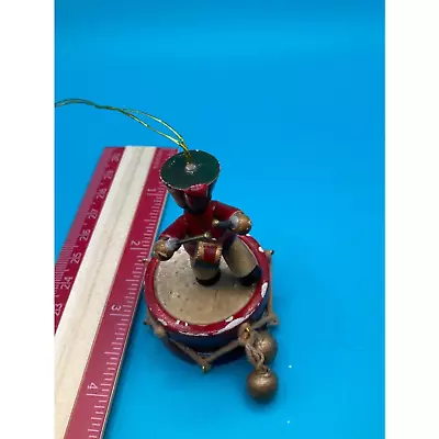 Retro Little Drummer Boy Christmas Tree Ornament - Standing On Drum Classic • $7.62
