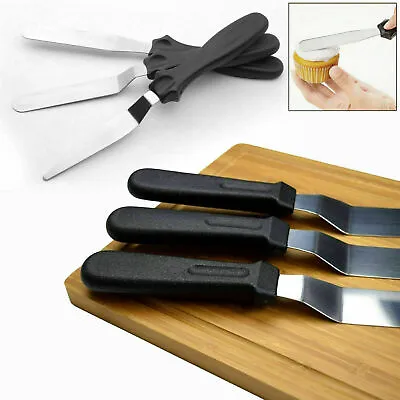 3pcs Stainless Steel Spatula Palette Knife Set Cake Decorating Smooth Tools Kit • £3.99