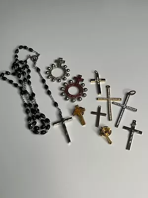 Vintage Crosses Religious Crucifix Cross Rosary Ring Rosary Beads - 10 Pc Lot • $9.99