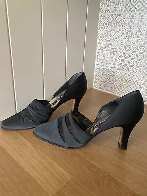 Size 5/38 Magrit Black Satin Sheen With Net See Through Boutique Women’s Shoes • £15