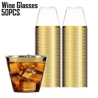 Reusable Wine Glasses Gold Glass Drink Cup Cocktail Party Champagne Glasses • $25.99