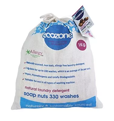 Ecozone Soap Nuts Natural Laundry Detergent 100% Organic (1kg Bag) • £15.45