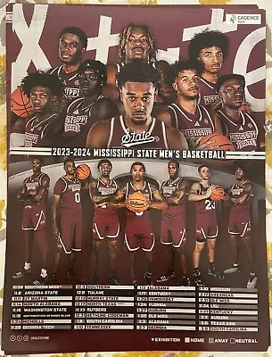 MISSISSIPPI STATE 2023 - 2024 Basketball Schedule Poster 18 X 24 Jans Tolu MSU • $7.99