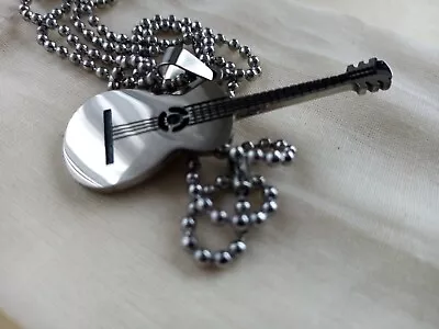 Quitar Necklace Music Instrument Gifts Birthday Stainless Steel Pendant • £4