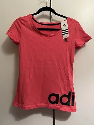 ADIDAS “Pink” Women's Short Sleeve T-Shirt Linear Tee Top (Size XS) X-SMALL • $18.99