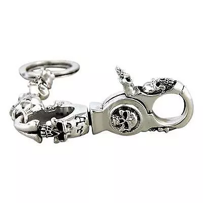 925 Sterling Silver Skull Key Chain Biker Holder Men's Harley Chopper Motorcycle • $150