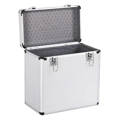 Flight DJ Case 12  Vinyl Case LP 50 Record Storage Box Vinly Record Box，Silver • £29.99