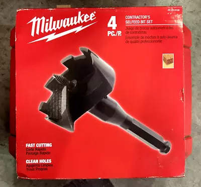 Milwaukee Self Feed High-Speed Steel Wood Boring Bit Set (4-Piece) 49-22-0135 • $99.95