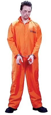 Busted Prisoner Orange Jumpsuit Felon Jail Funny Adult Mens Halloween Costume • $29.95