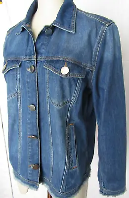 Mint Velvet  Raw Hem Blue Denim Jeans Jacket/overshirt Uk 12 • $37.88