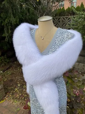 Norwegian Snow White  Fox Fur Shawl Boa Scarf  Wrap Made In The USA • $295