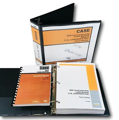 $79.97 • Buy Case 580K Phase Iii Tractor Loader Backhoe Parts Catalog Operators Manual 3 Book
