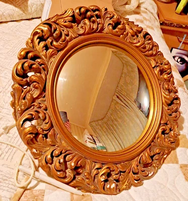 £36 • Buy Antique Vintage Convex Fish Eye Heavy Gilded Baroque Wall Mirror