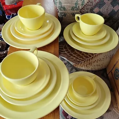 Vtg Melmac Beverly Prolon Arrowhead Melamine Dishes Yellow Set Sunny RETRO 16 Pc • $145