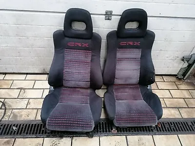 $899 • Buy @RARE@ Red Stitching Front Seats Seat Honda CRX JDM EDM EE8 EF8 ED9 SI US 88-91 