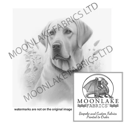 £3.45 • Buy Labrador Sketch Style With Flowers 100% Cotton Or Polyester