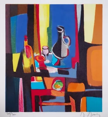 Abstract French Art Still Life Color Lithograph Marcel Mouly Signed Limited Ed. • $475